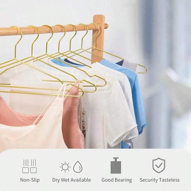 Premium Golden Metal Hangers (Set of 10) - Non-Slip, Durable & Slim Space-Saving Closet Organizers