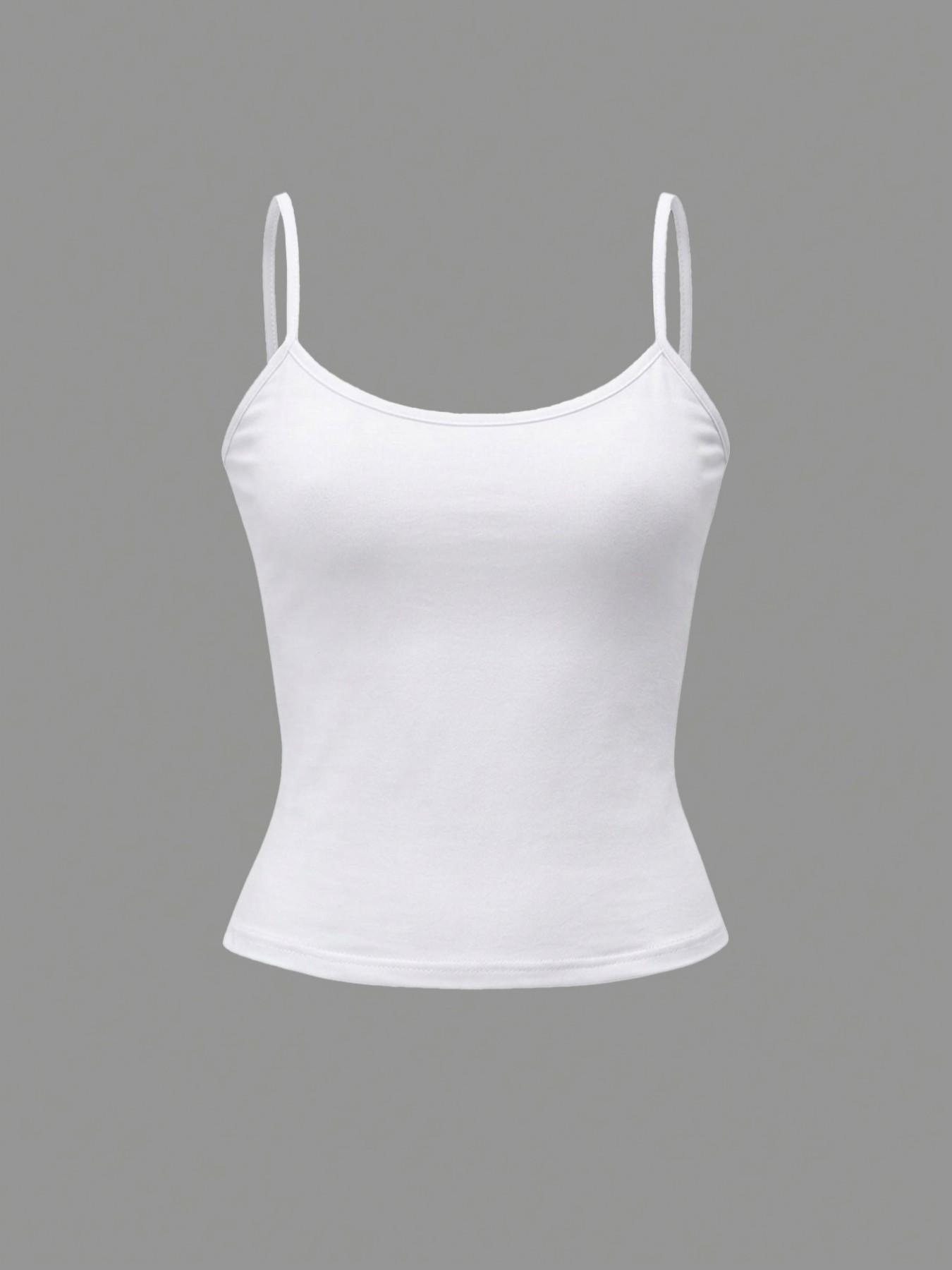 Simple Basic Casual Thin Strap Breathable Tank Top, Slimming Waist Design, Daily Commute Versatile Short Shirt, Essential Everyday Wear