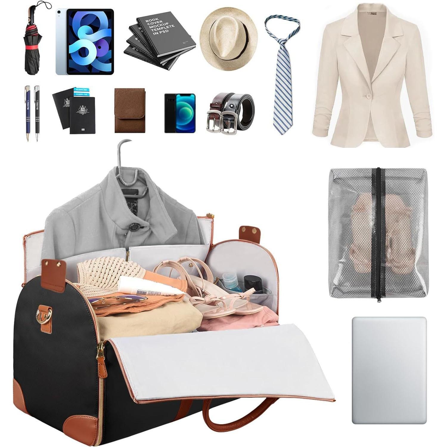 Lefame Travel Duffle Bag with Garment & Shoe Compartment, Waterproof & Breathable, TSA-Approved, 57L Capacity, Ideal for Weekender, Gym, Hospital, Holiday Travel