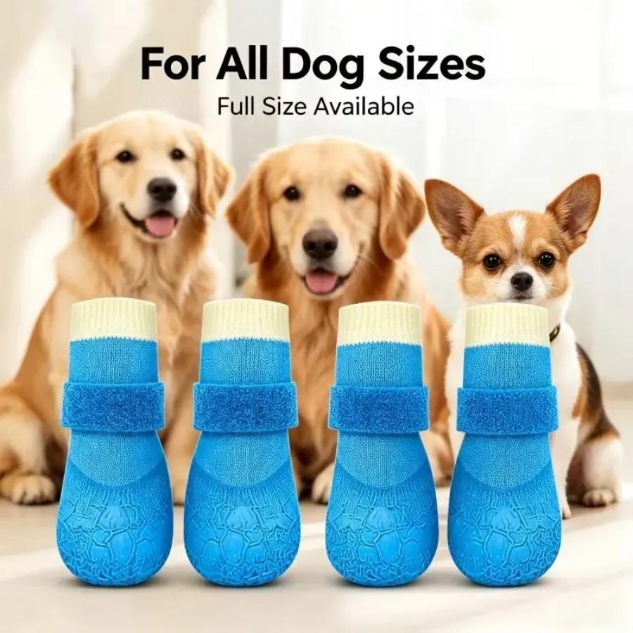 4-Pair Set Dog Boots, Anti-Slip Wear-Resistant Pet Shoes Puppy Shoes for Outdoor Sports, Protective Paw Covers