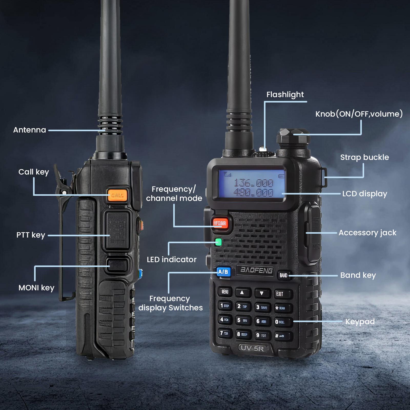 BAOFENG Radio UV-5R Dual Band Portable Walkie Talkie (4 Pack), Rechargeable Long Range Ham Radio with 128 Channels VOX Hands-Free Two Way Radios USB-C Charging & Earpiece for Adults BAOFENG Radio UV-5R Dual Band Portable Walkie Talkie (4 Pack), Rechargeable Long Range Ham Radio with 128 Channels VOX Hands-Free Two Way Radios USB-C Charging & Earpiece for Adults