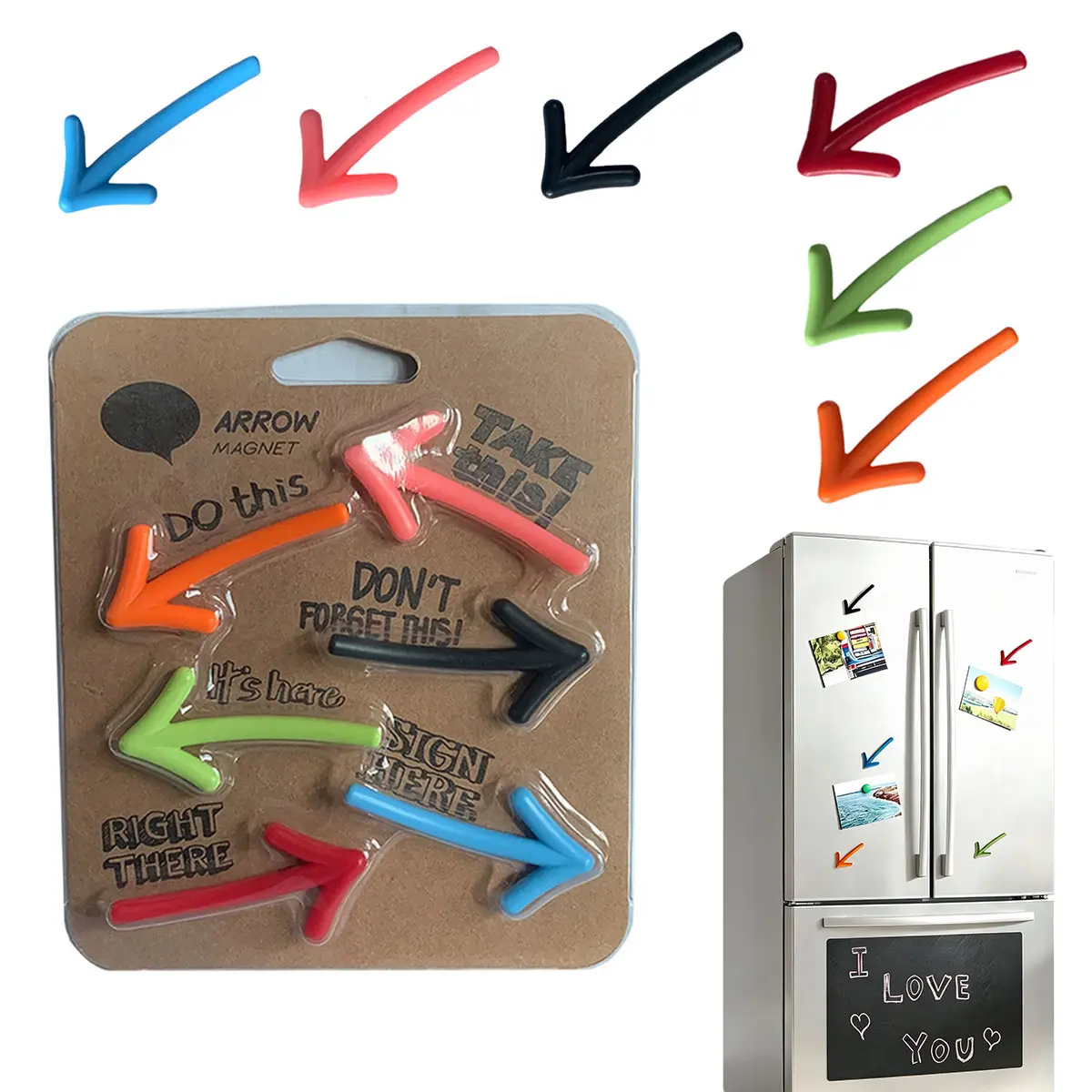 6pcs Set 3D Arrow Marker Magnetic Fridge Magnet-Mixed Color Refrigerator Magnets for Kitchen,Office & Locker Decoration