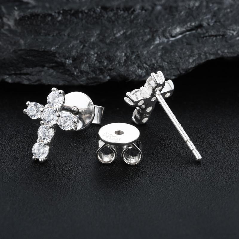 UCClYO Unisex Cross Earrings 925 Sterling Silver Synthetic Moissanite Cross Earrings Lightweight Accessories Fashion Jewelry Party Girl Accessories Birthday Gift Earrings【E528】