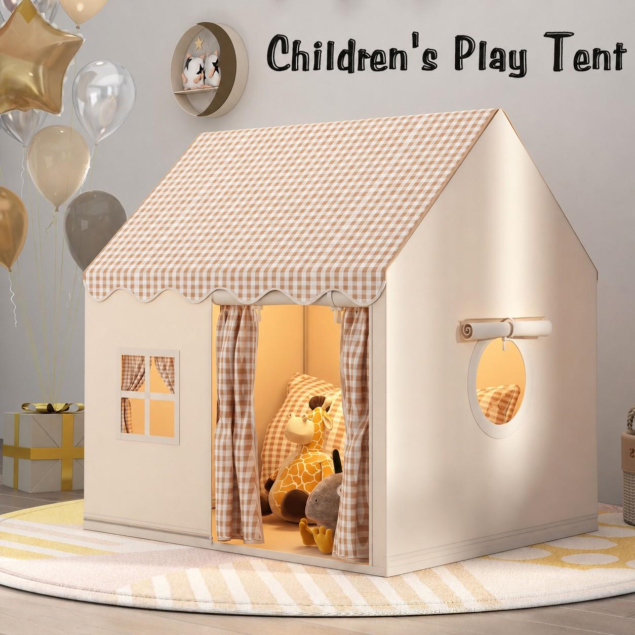 Round Grid Window Playhouse, Outdoor Playhouse, Check Pattern Tent with Side Windows, Portable Play Area for Imaginative Play, Perfect for Kids' Fun Round Grid Window Playhouse, Outdoor Playhouse, Check Pattern Tent with Side Windows, Portable Play Area for Imaginative Play, Perfect for Kids' Fun