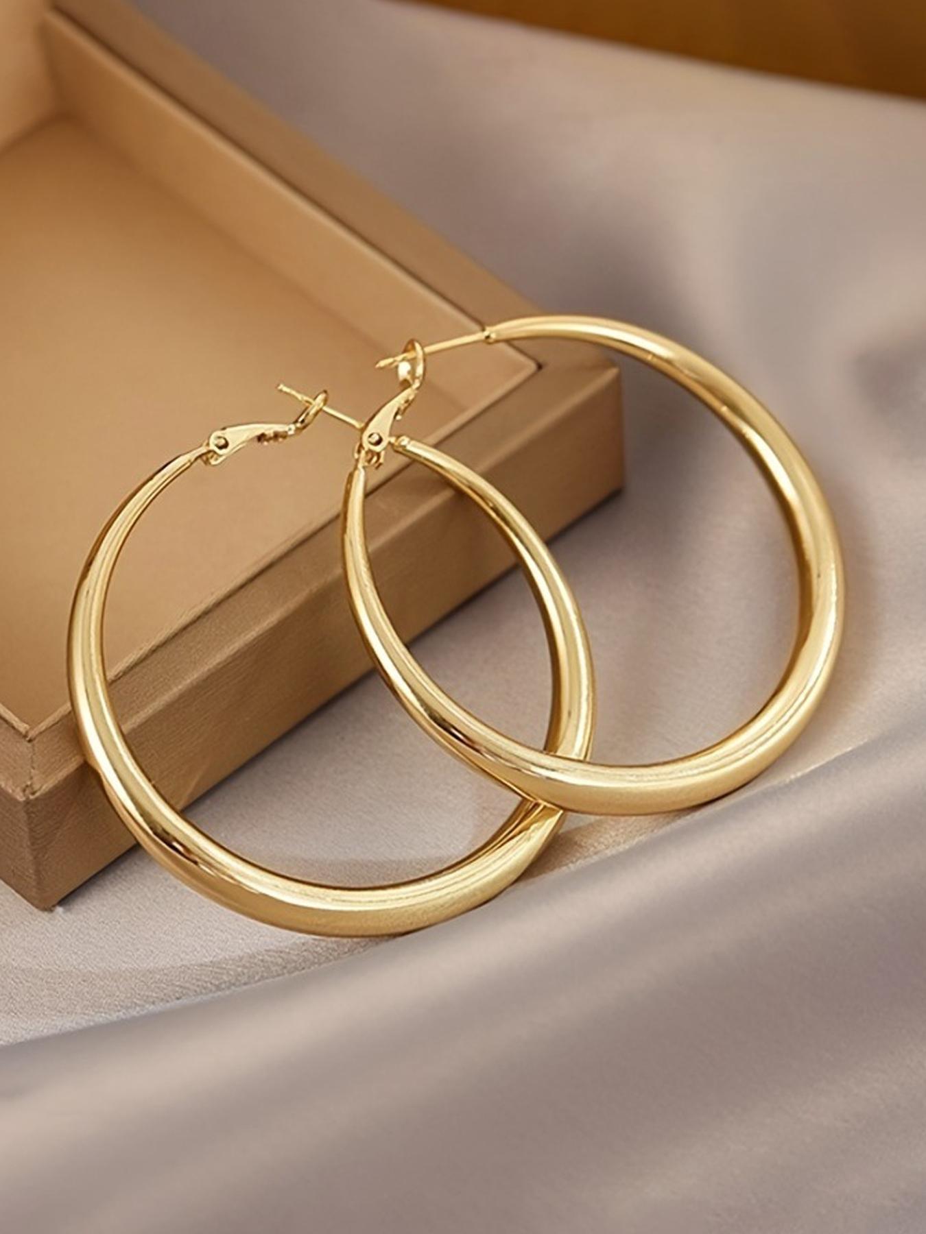 Elegant Large Circle Hoop Earrings for Women, Fashionable Daily Wear Party Accessories, Versatile Unique Design Jewelry, Circle Shape Earrings