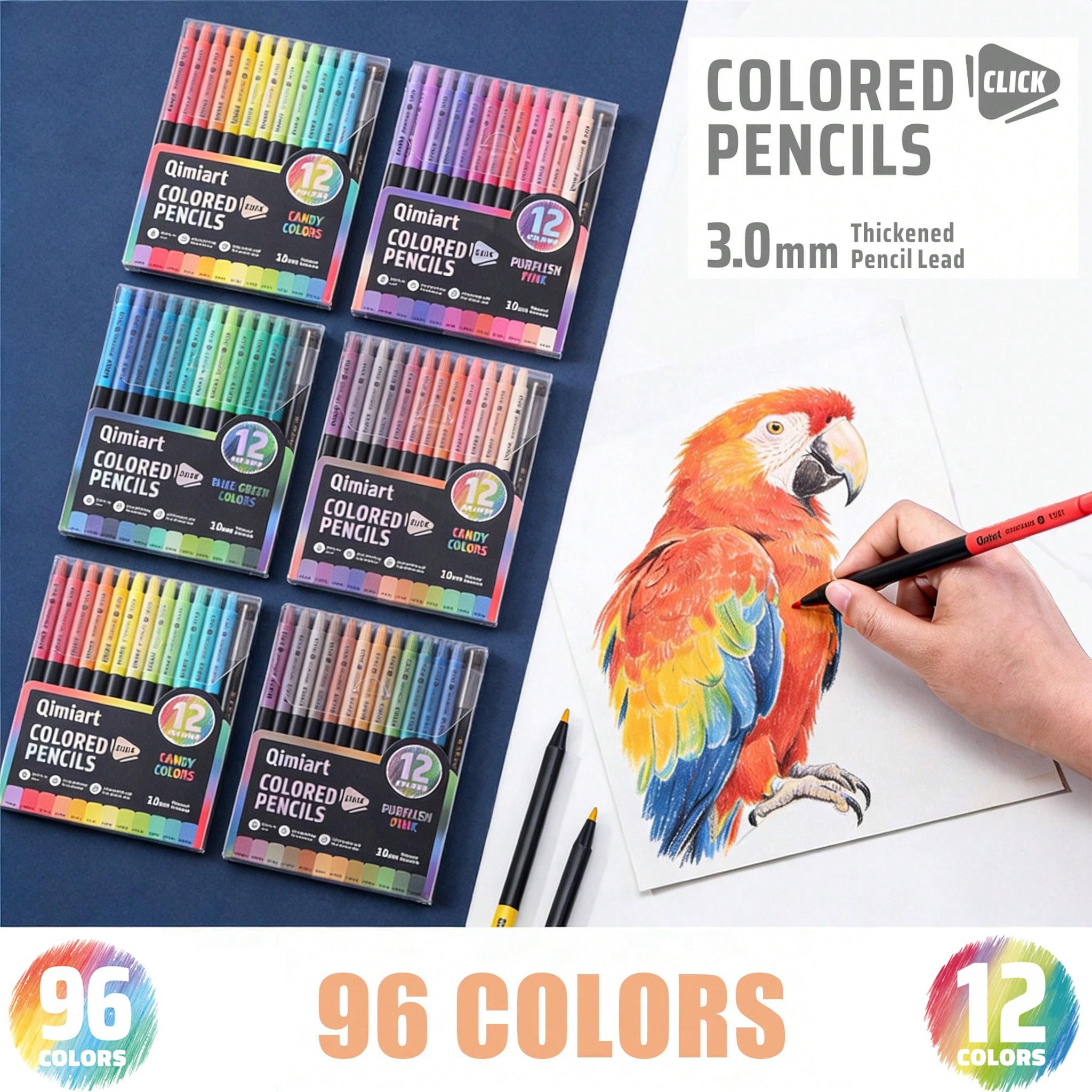 Languo 12/96 Color Pressable Crayon Set, 3.0mm Oil-Based Soft Core Art ...