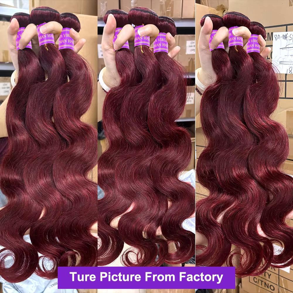 99j Burgundy Body Wave Bundles Red Colored Huamn Hair Weave Bundles Quick Weave Extensions 1 3 4 PCS Natural Wavy Hair #Summervibes