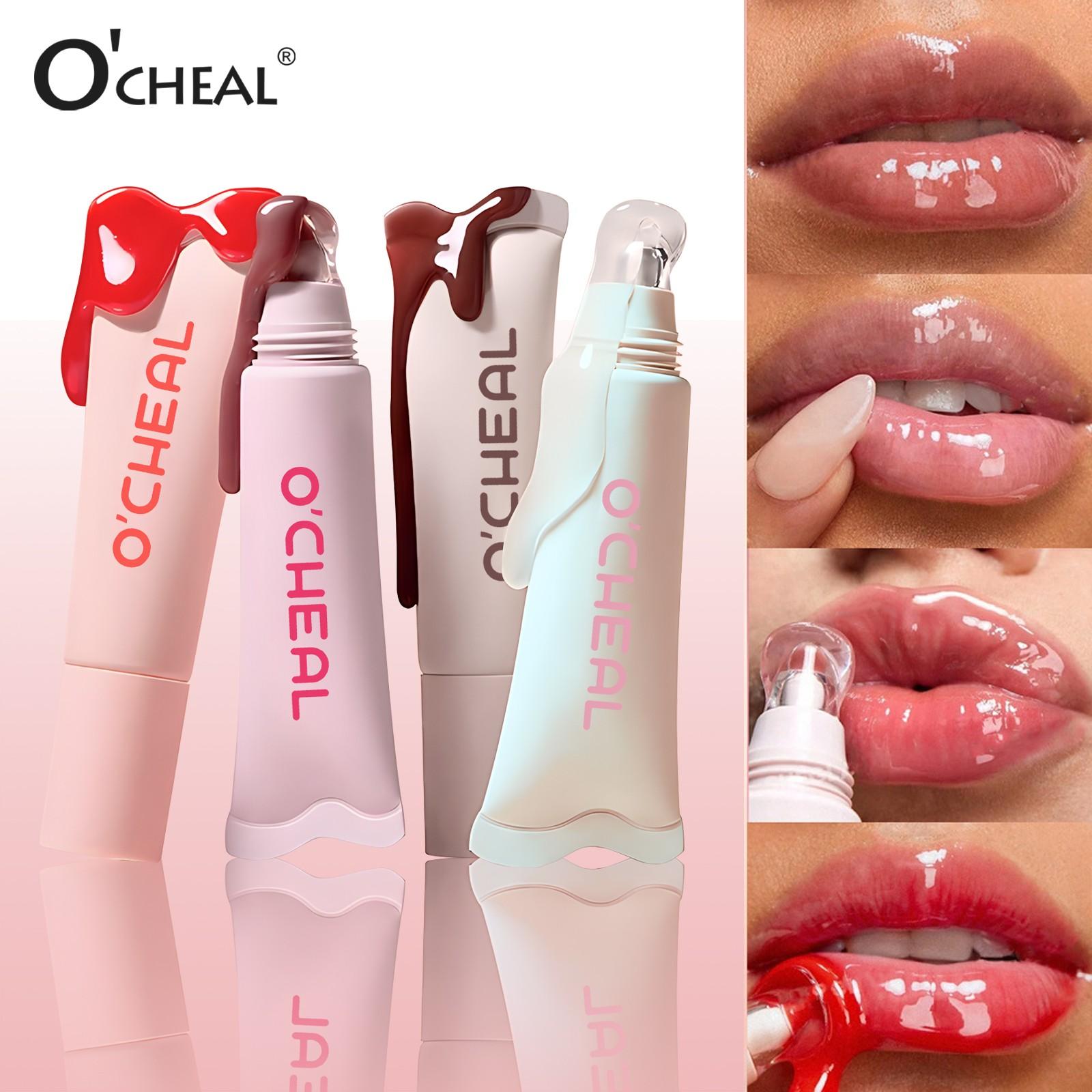 Set of 4 Liquid Hydrating Lip Gloss Essence Moisturizing Lip Oil Non-Sticky Cupcake Lips Plumping Lip Balm Makeup