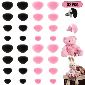 32Pcs Safety Noses for Amigurumi Plastic Doll Noses for Crocheting with Washers Stuffed Animals Crochet Nose Doll Accessories