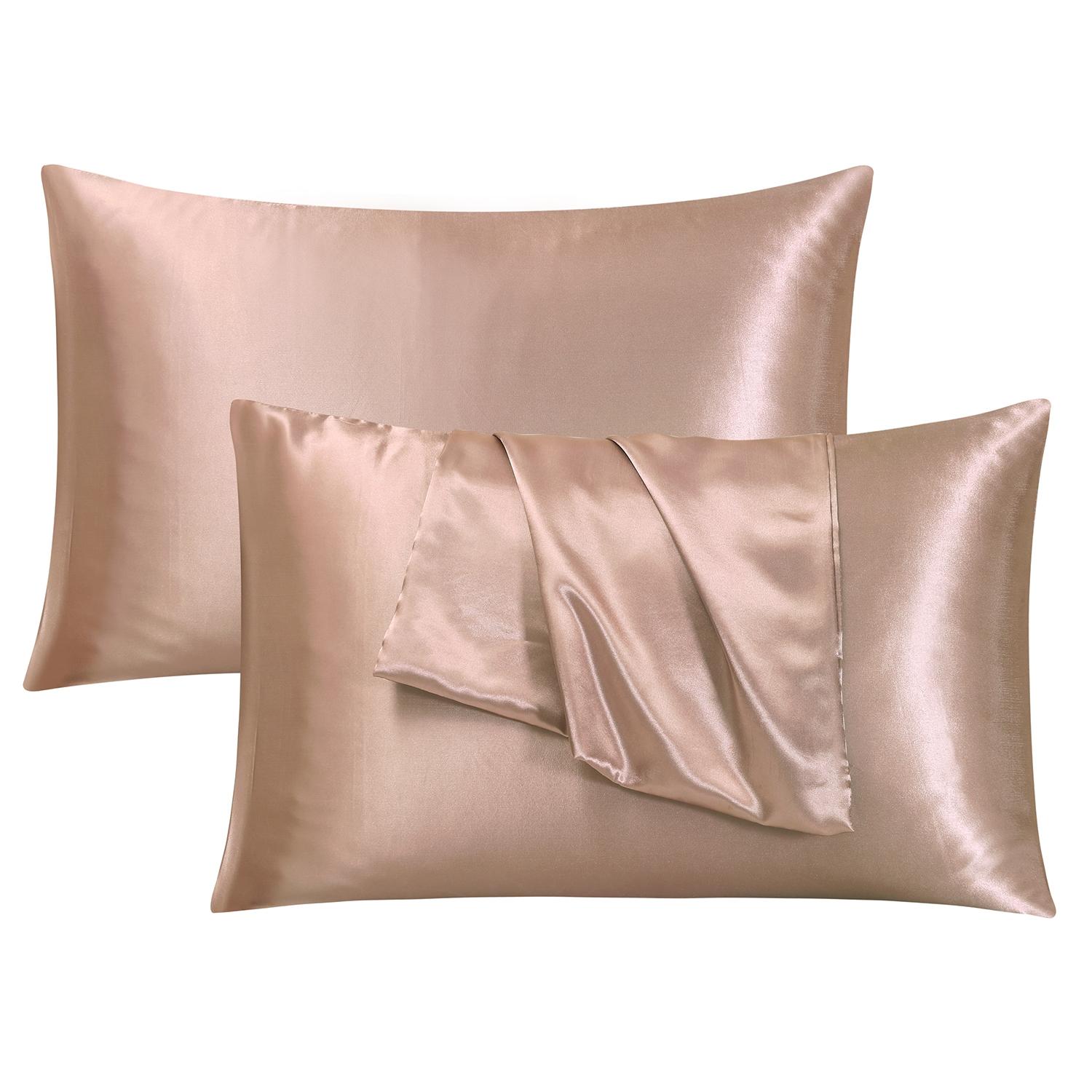 Warm Apricot Satin Silk Pillowcase 2/4-Pack, Silky Satin Bedding, No Pillow Core, Soft & Breathable, Fits Bedroom/Minimalist Space, Machine Washable
