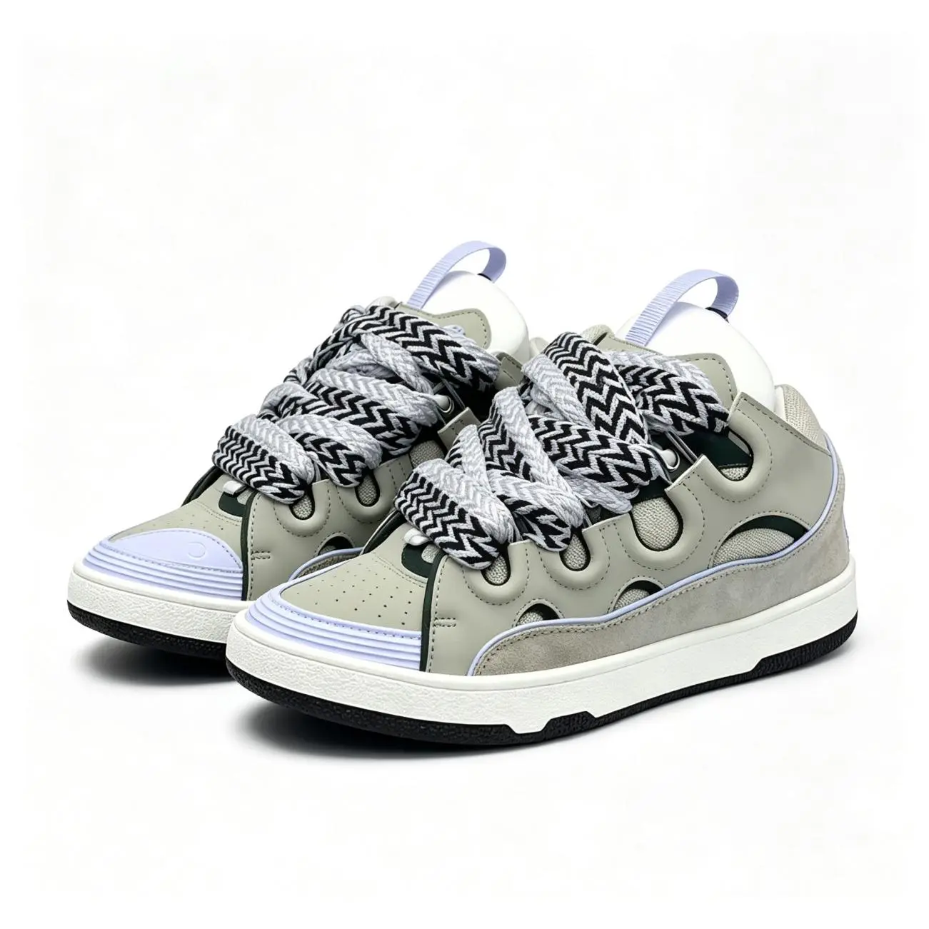Retro Mixed Media Platform Skate Shoes for Women Man, Contrast Chevron Thick Laces, MultiTone Color Block LowTop Sneakers, Trendy Streetwear Urban Daily Outings