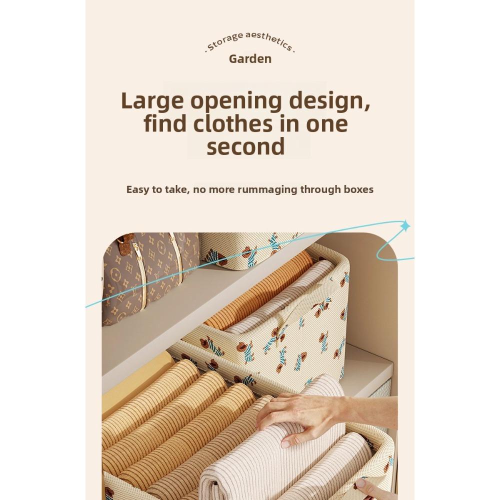 Clothes storage box, a household wardrobe drawer-style pants and clothing storage box without a lid, foldable with a steel frame, storage basket, organizer, clothes storage container