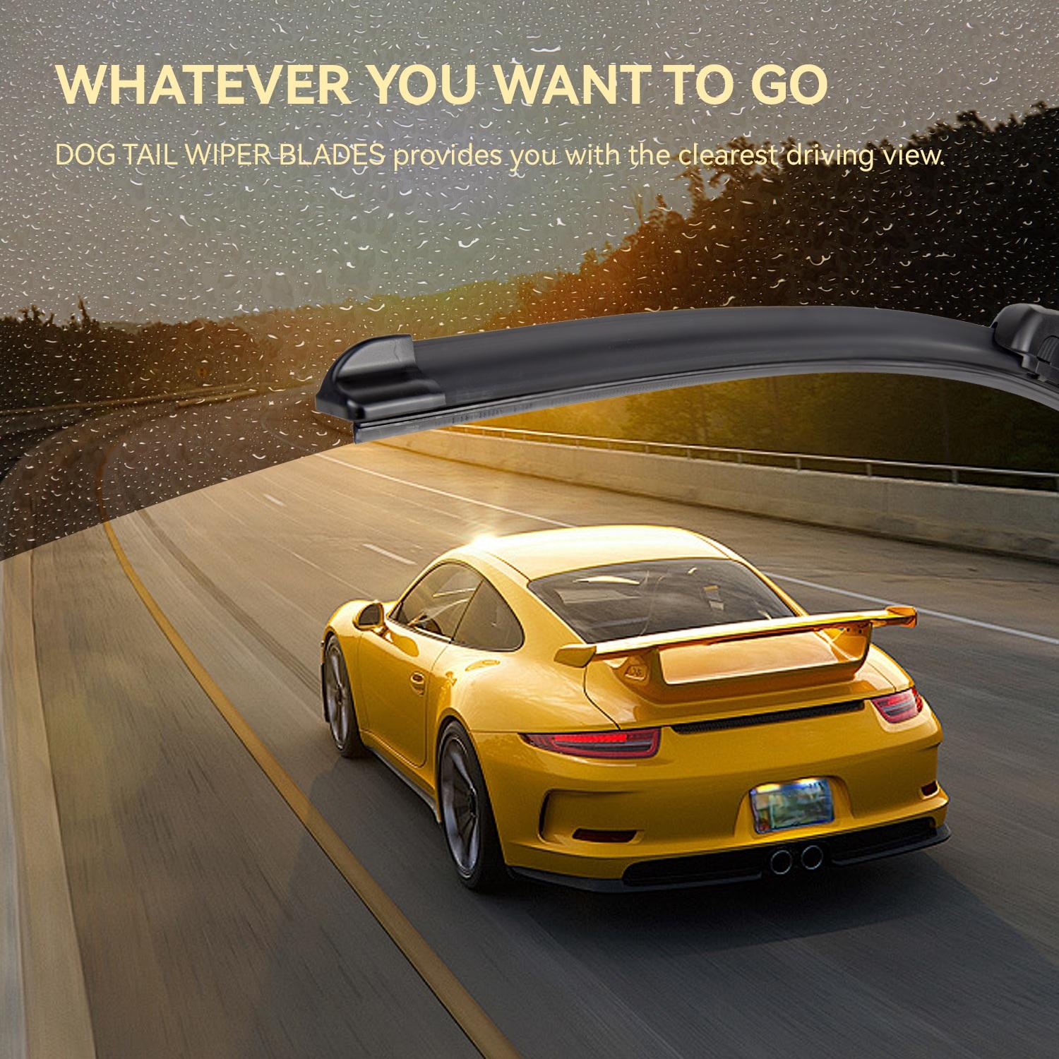 TAIL All-Season Wiper Blade for J-Hook Wiper Arm - Zero Noise Zero Streaks - OEM Quality Classic Auto Accessories Car Parts Automotive Replacement