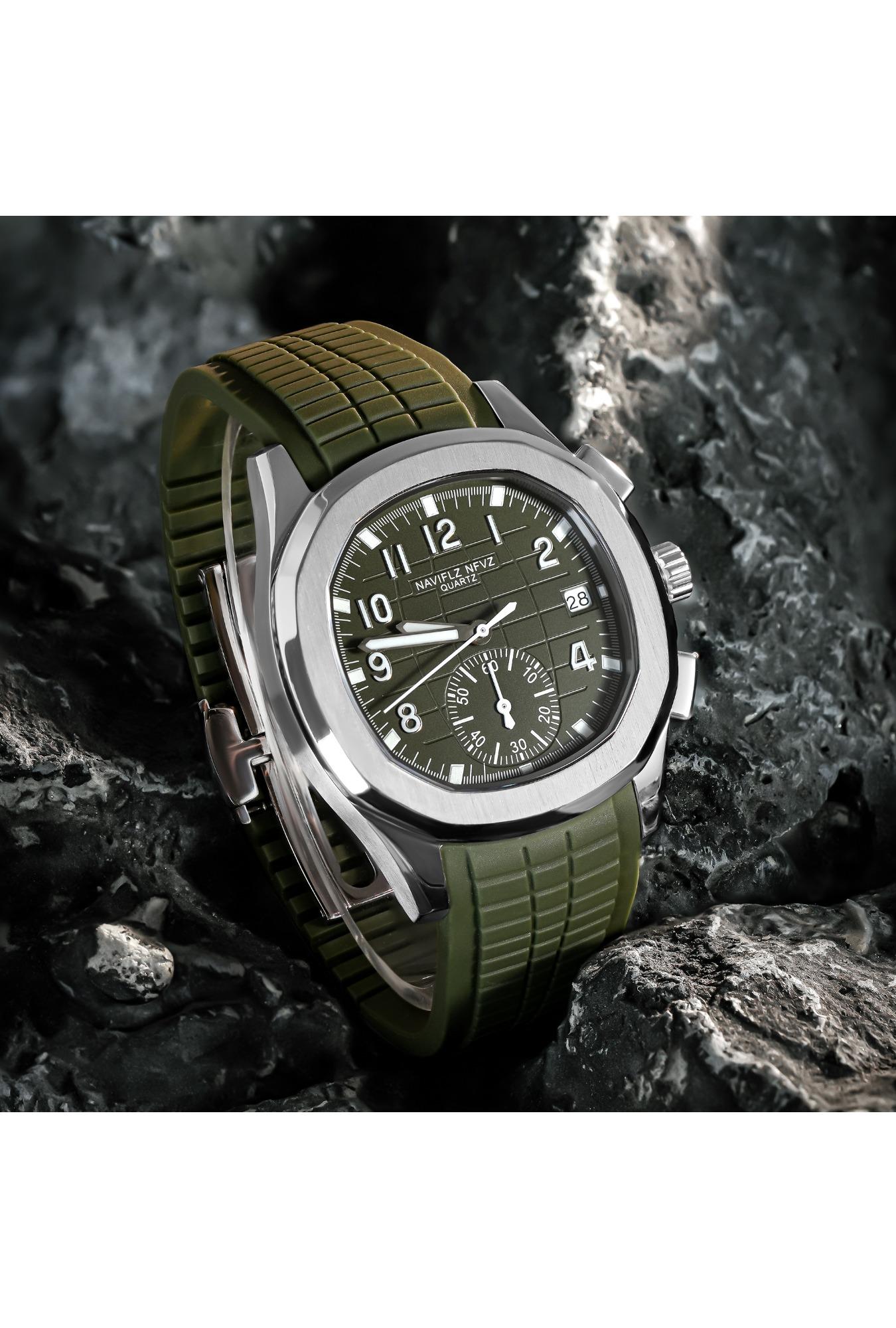 NAVIFLZ NFVZ New Classic 5968 Men's Watch Orange Color Sapphire Crystal Rubber Srap Sports Male Quartz Watches 50M Waterproof