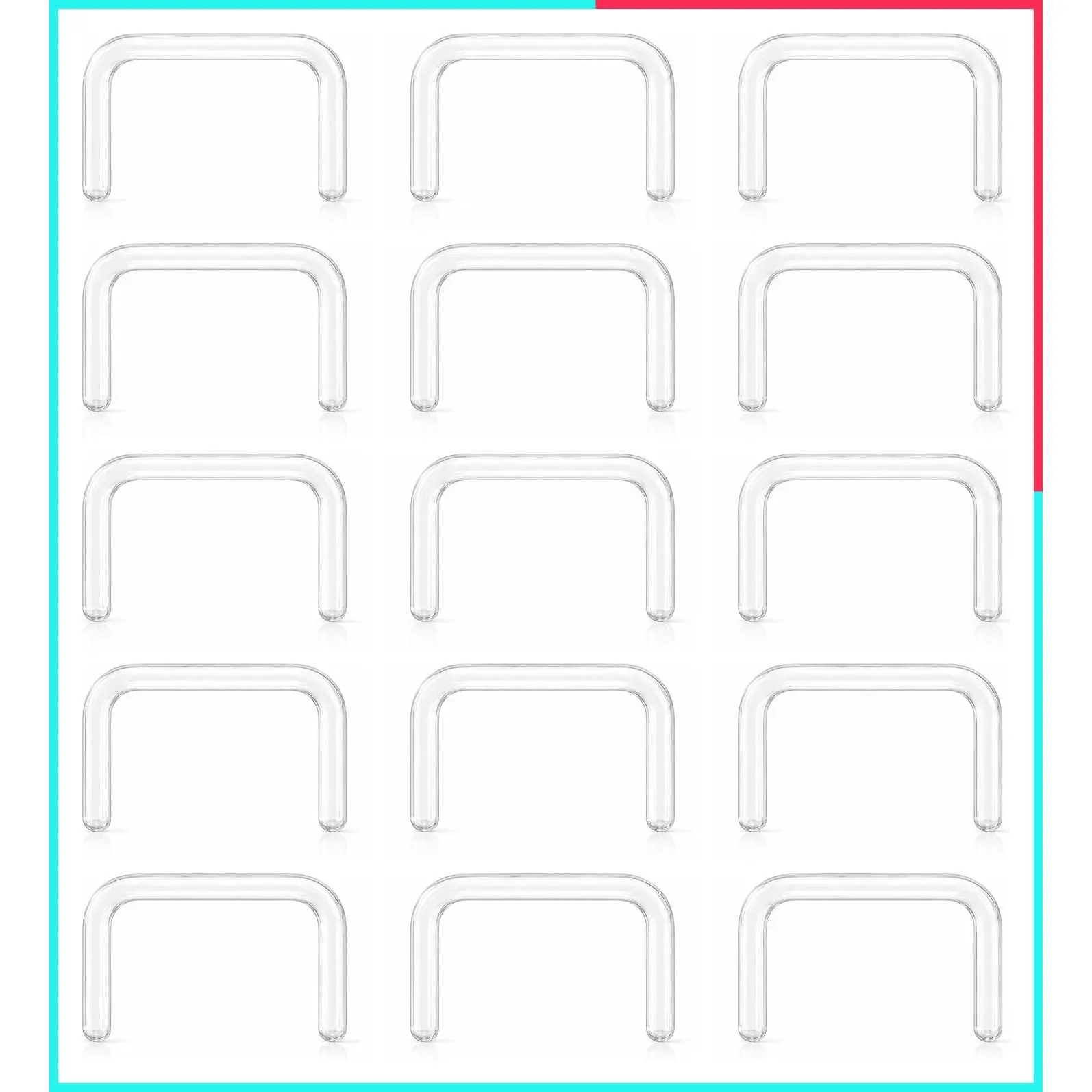 Invisible Clear Septum Retainer Piercing Jewelry - Plastic U-Shape Septum Ring Spacer Staple - Hidden Nose Piercing Retainers for Surgery & Work (15pcs Pack)
