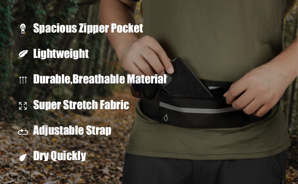 Running Belt for Women and Men, Money Belt and Fanny Pack, Hiking Pouch for Phone, Money, Keys, Adjustable, Essential Sports Gear