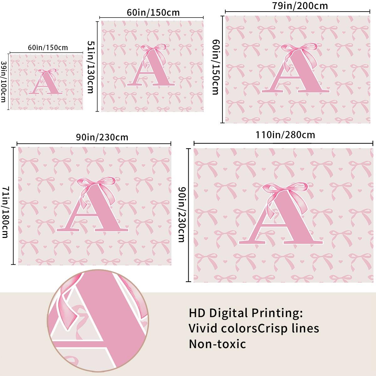 Pink Romantic Ballet Bow Alphabet Decorative Tapestry, Photo Backdrop & Party Background, Large Room Divider, Covers Clutter & Switch, Ideal for Housewarming Birthday Christmas Gifts