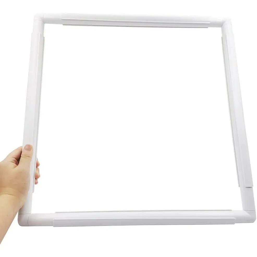 17 X 17 Plastic Cross Stitch Frame Square Embroidery Hoop White DIY Sewing Tools Sewing Hoop Handhold Craft Clip Embroidery Snap Frame Hoop for Cross Stitching Quilting (17 X 17)