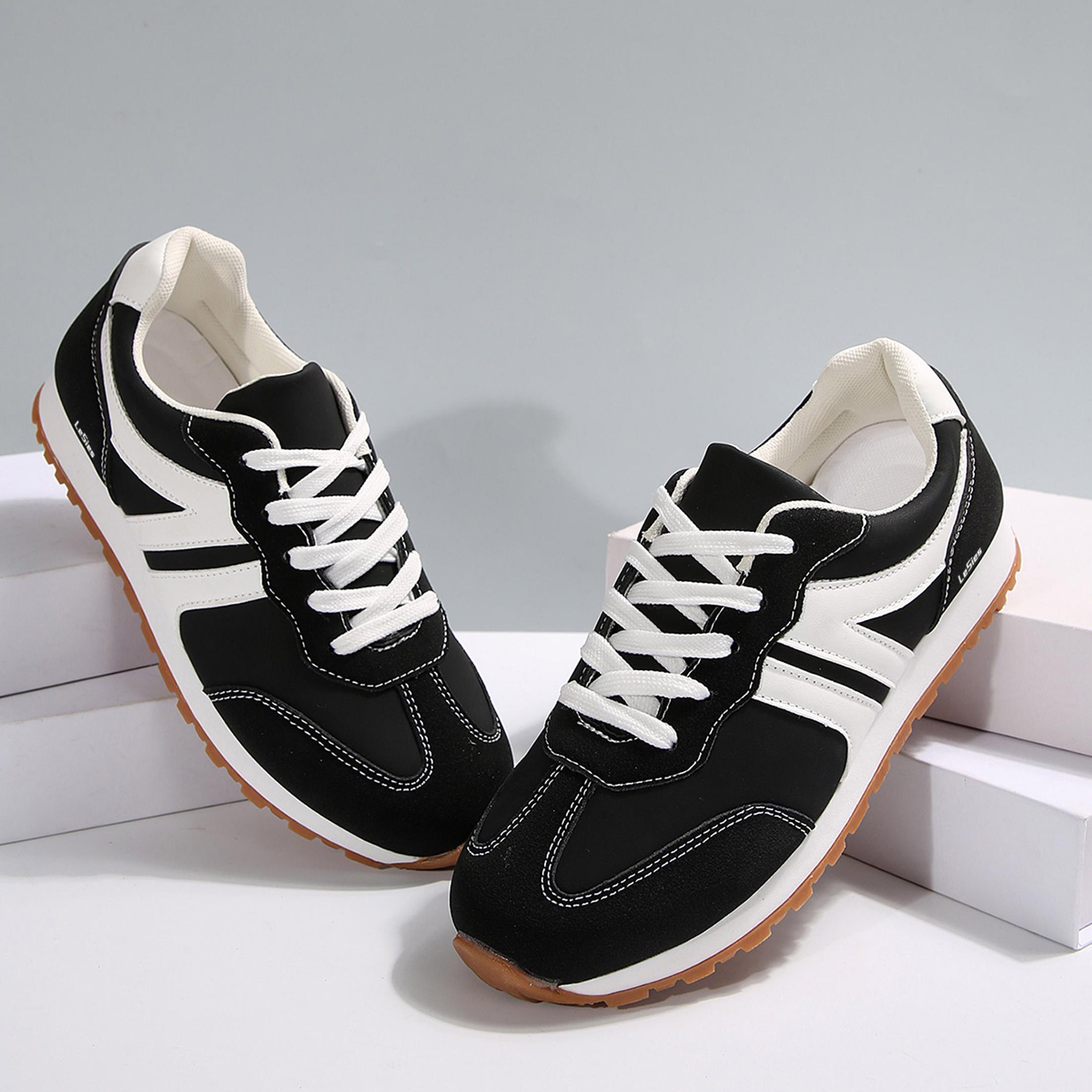 Women's Fashion Sneakers Casual Athletic Shoes - Solid Color Low Top Lace-Up with Plain Toe Fabric Inner PVC Sole For Women Springfresh Women's Fashion Sneakers Casual Athletic Shoes - Solid Color Low Top Lace-Up with Plain Toe Fabric Inner PVC Sole For Women Springfresh