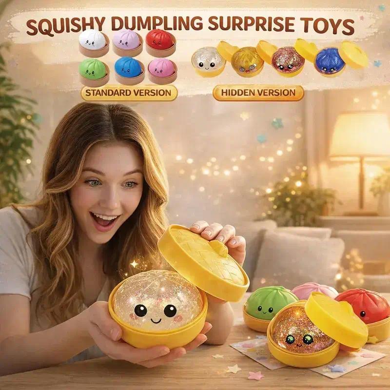 Glitter Series Expressive Big Dumpling Squishy - Blind Box, Mysecret Bun Fidget Toy, Soft TPR Material, Stress Relief, Unboxing Surprise,  Rare squishy Random Style per Pack. Perfect for graduation, great for students to exchange gifts.