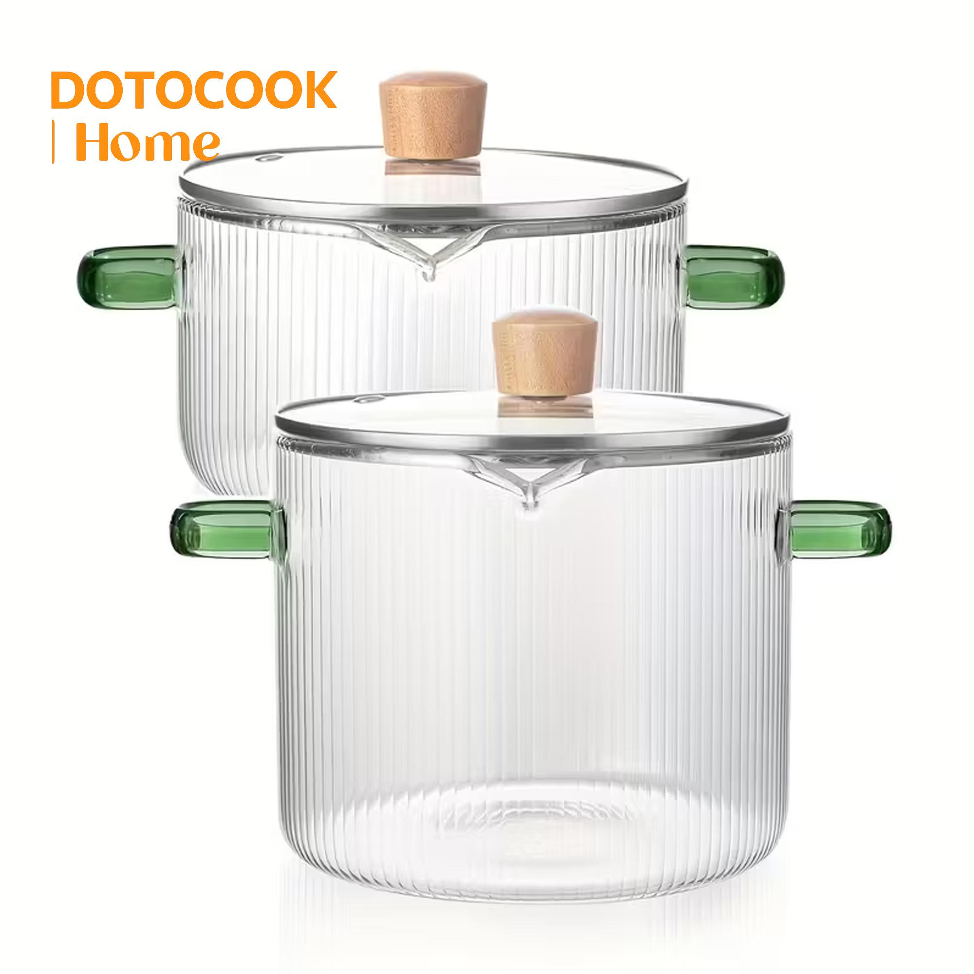 High Borosilicate Glass Dual-Ear Cooking Pot Set, Multifunctional Enamel Skillet, Healthy Meal Prep, Kitchen Cooking Cookware, Pots With Handles, High Quality Cookware, Kitchen, Restaurant, Outdoor Camping