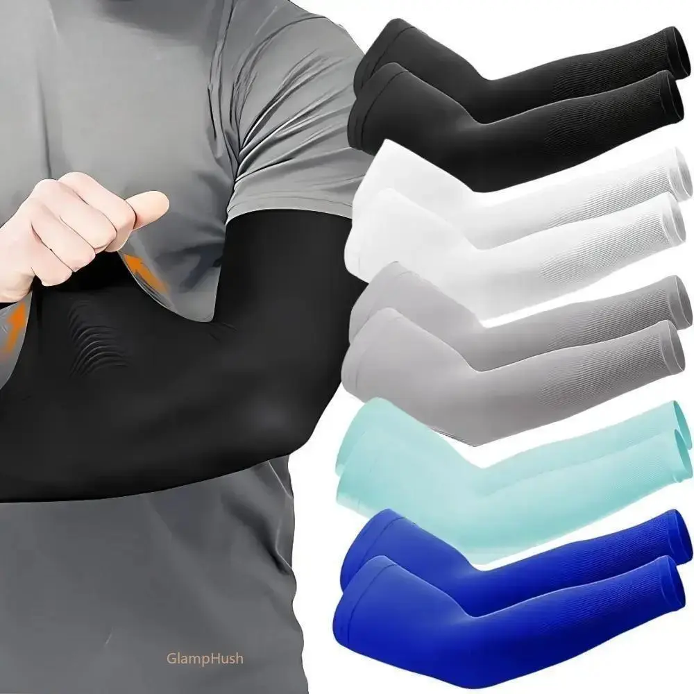 5 Pairs Unisex Cooling Compression Arm Sleeves, Breathable Quick-Dry UV Protection Arm Covers, Elastic Non-Slip Sports Arm Cuffs for Running Hiking Cycling