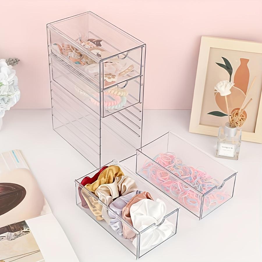 Multi-Layer Plastic Drawer Storage Box, Handmade Finishing Box, 4-Layer Transparent Hair Accessories Organizer, Stackable Bathroom Containers, Clear Container