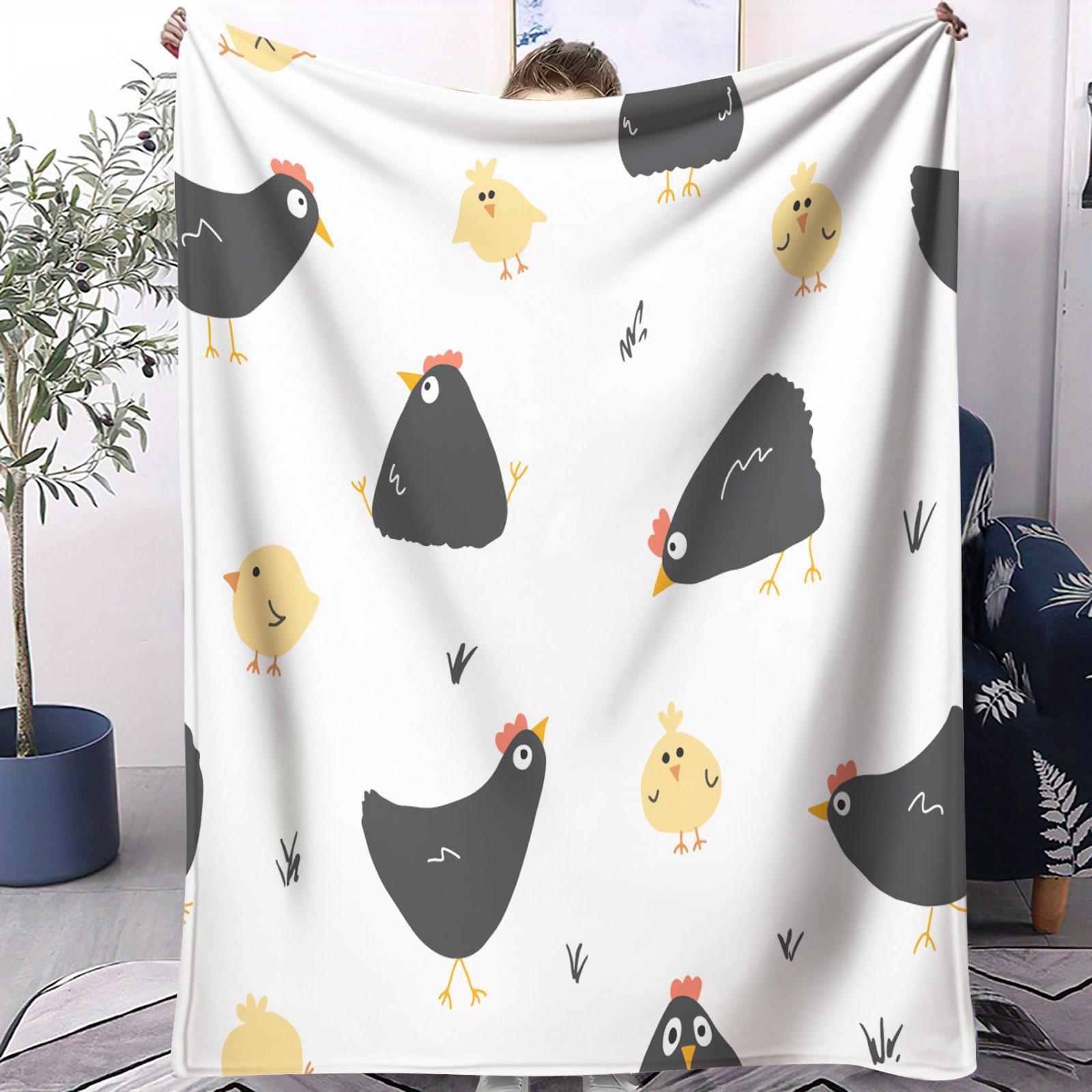 Painted Chicken Pattern Blanket, Suitable for All Seasons, Suitable for Beds, Sofas, Cars, Room Decorations, and Gifts, Suitable for Children and Adults, Decorative Giftable Blankets