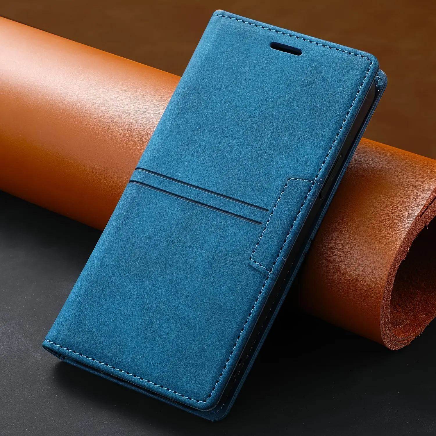 Synthetic Faux Leather Phone Case with Card Slot, Anti-Drop Mobile Phone Accessory Compatible with Samsung Galaxy S7, S8, S9, S9+, S10, S10+, S10E, S20FE, S23FE, Accessories