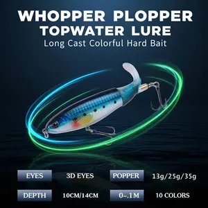 Whopper Plopper Topwater Propeller Lure, Long Cast Colorful Hard Bait for Freshwater & Saltwater Fishing