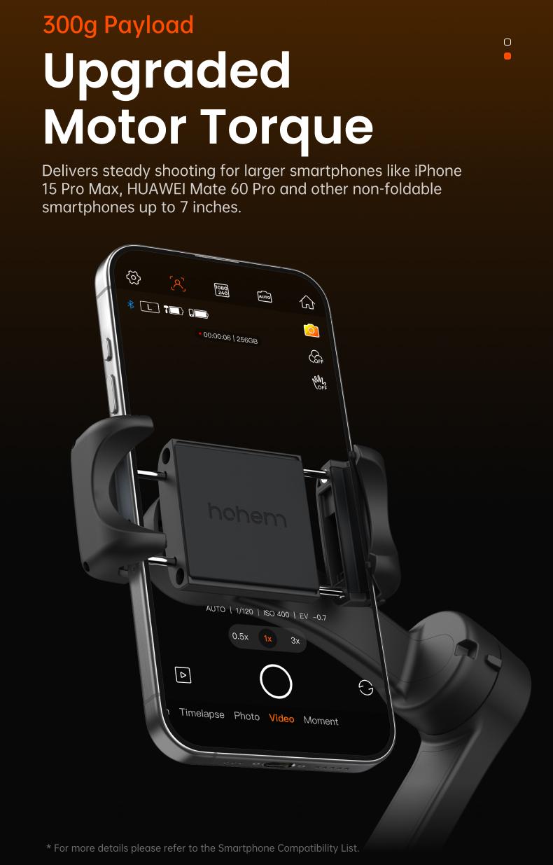 hohem iSteady X3 SE New Gimbal Stabilizer for iPhone, AI Facial Tracking,Smartphone Gimbal with Detachable Remote Control, Portable Foldable 3-Axis Phone Gimbal for Android & iPhone 17 series,Built-in Extendable Rod,Vlog Stabilizer,Selfie accessories