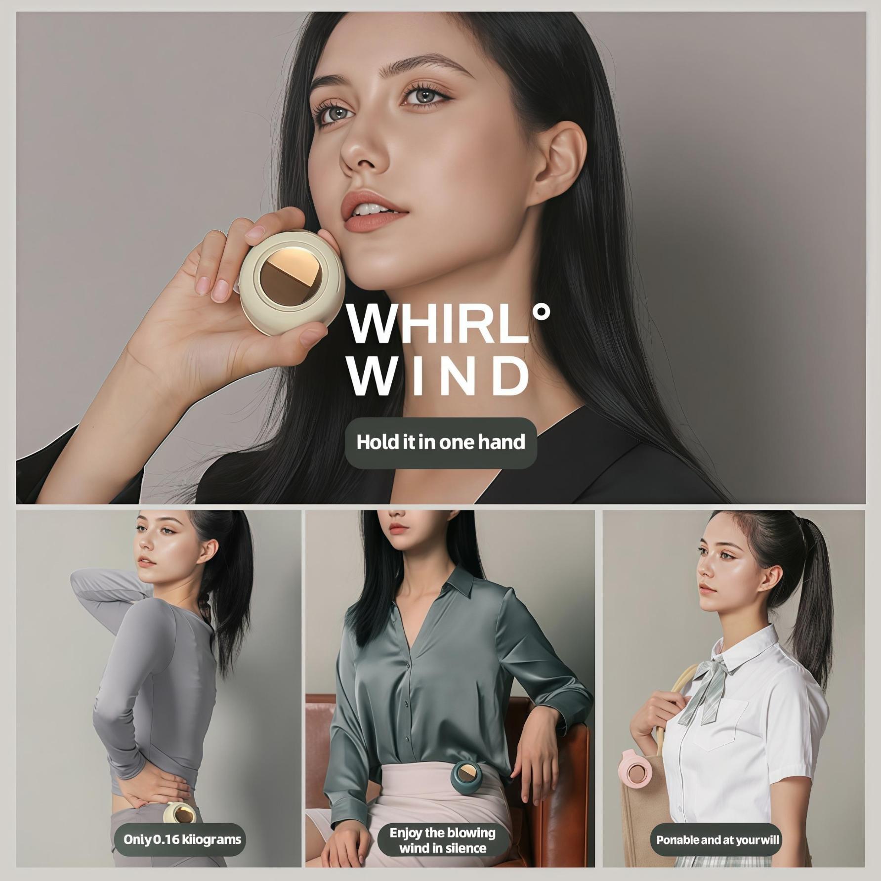 Portable small fan button type，Small lazy hand-held leafless rechargeable electric fan with hanging neck，Summer fan, suitable for gifts.