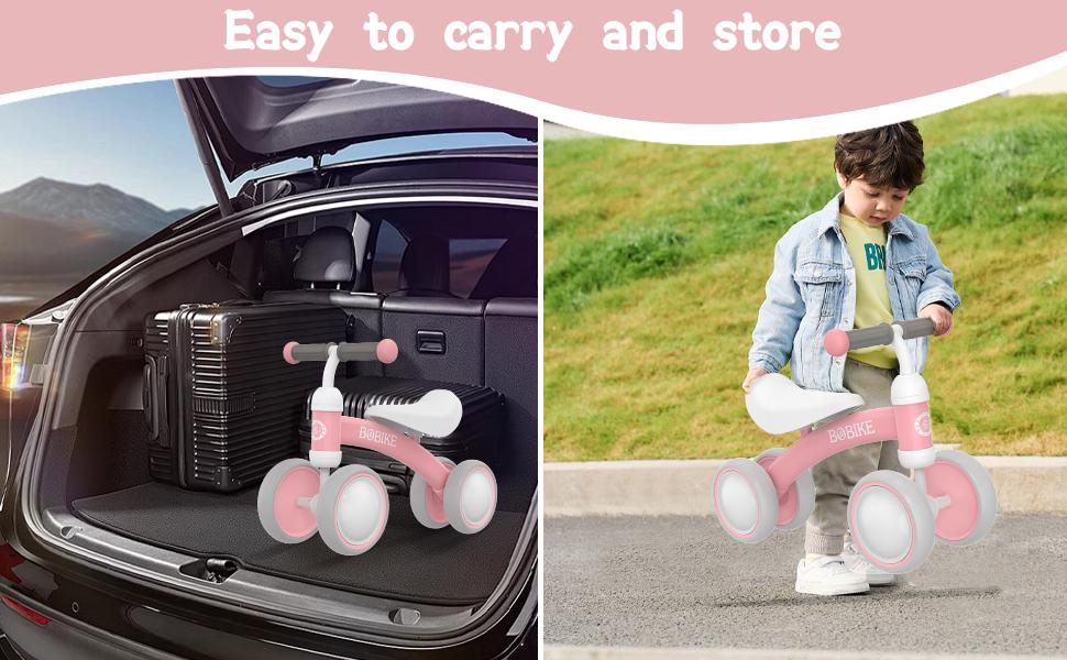 Bobike Baby Balance Bike Toy for kids, Colorful 4-Wheel No Pedal Bicycle for Toddlers, Best First Birthday Gift, Walker Toy for Boys & Girls