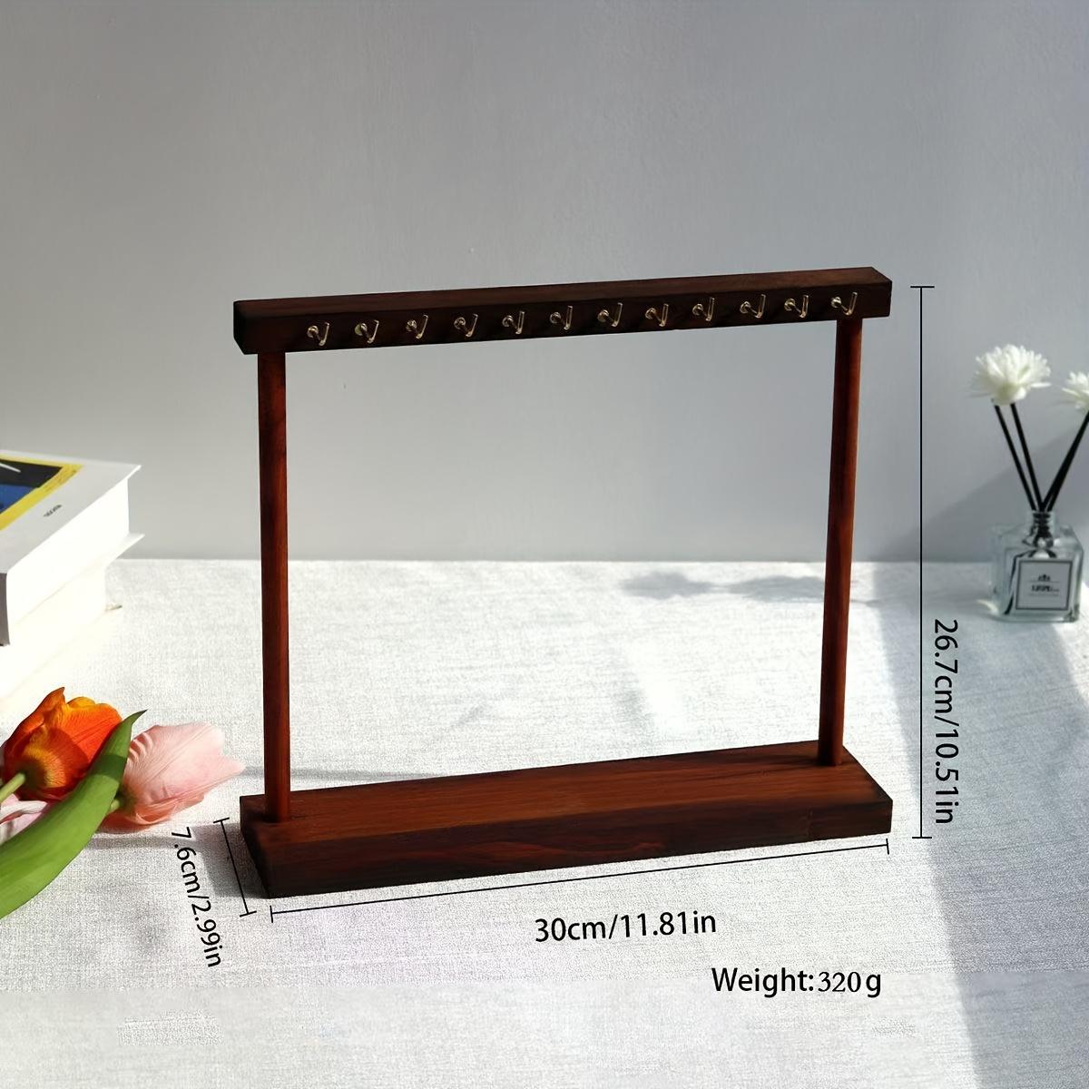 Solid wood double-row hook jewelry display rack Double Tiers