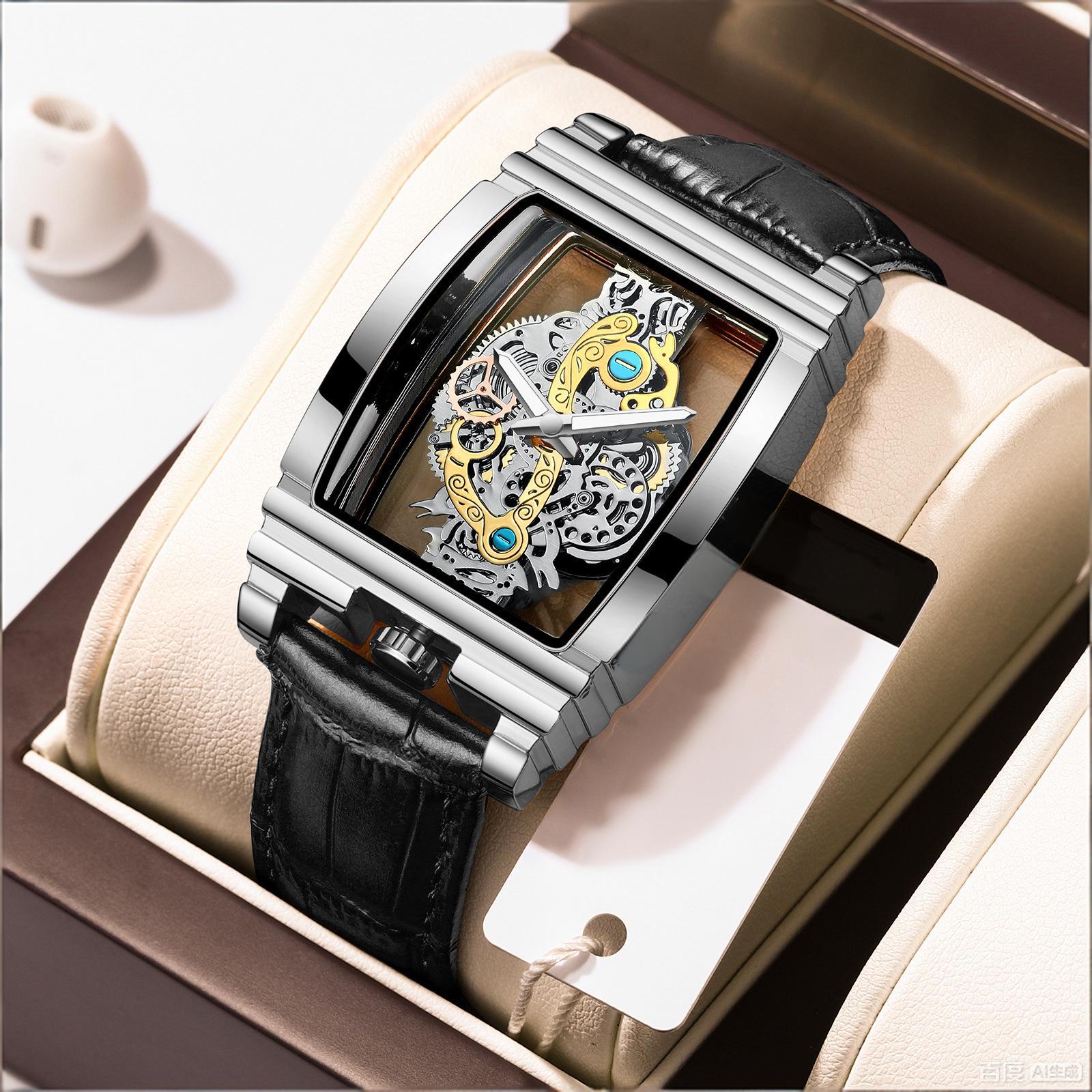 Men's Punk Style Quartz Watch, Analog Mechanical Design, Perfect for Parties and Daily Wear, Elegant Gift with Box