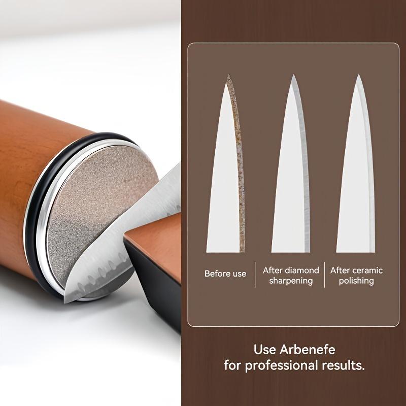 Multi-Angle Knife Sharpener Kit with Durable Ceramic Grinding Wheel, Culinary Essential, Adjustable Angles 15, 20, 18, 22 Degrees - Manual Kitchen Gadget, No Battery Needed, Rolling, Household Kitchenware Home