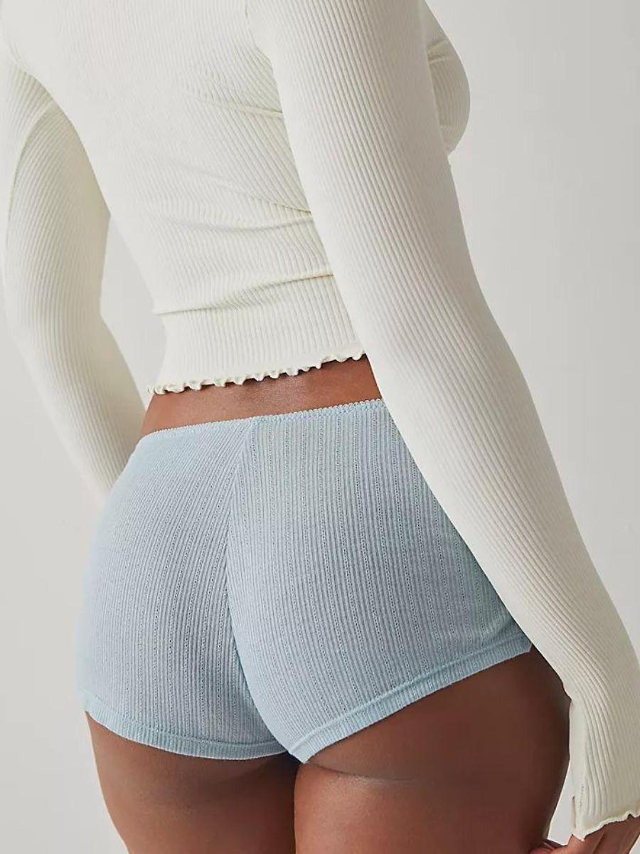 Women's Low Waist Side Slit Three-Pack Shorts Micro Stretch Pajamas Shorts Slim Fit Ruched Bottoms Cute Leggings,Available in multiple colors