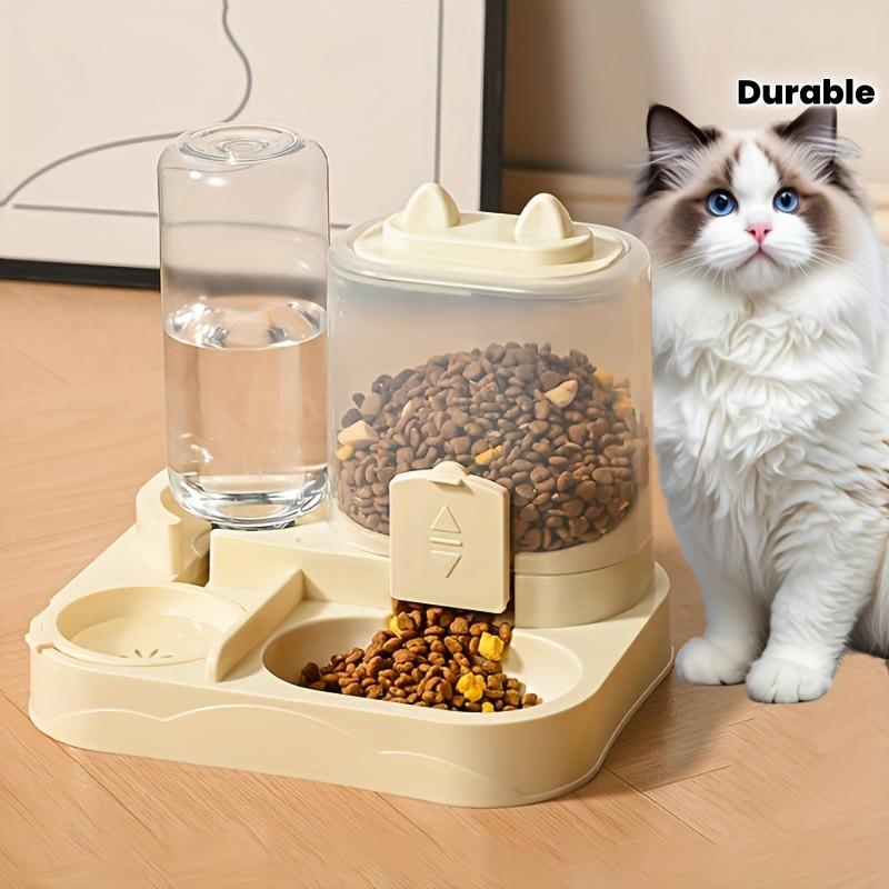2-In-1 large-capacity cat feeder and water dispenser - wet and dry separation, durable plastic, perfect for indoor pet drinking and healthy eating needs, cat food and water dispenser, portable design, suitable for dogs