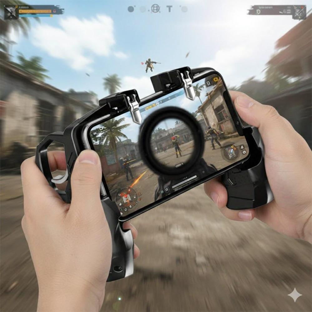 Ultimate 6-Finger Mobile Gaming Controller: High-Sensitivity Triggers, Ergonomic Grip for iOs/Android. perfect for Fps battle royale Games, Rapid-Fire One-Click, Zero Lag, Anti-Slip Design, Lightweight & Portable.