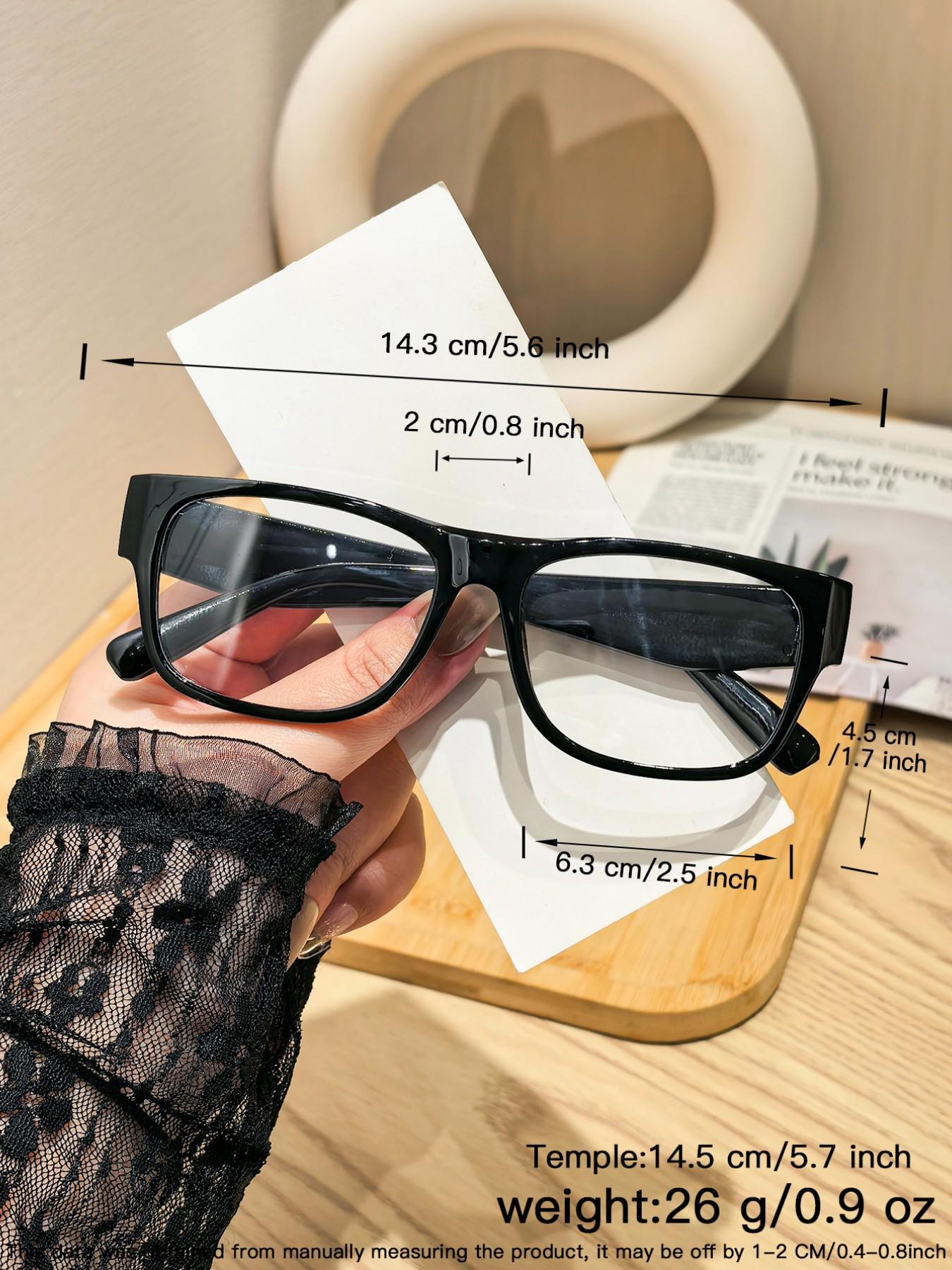 Women's Wide Frame Plain Glasses, Square Frame for Big Faces, Daily Wear Versatile Eyewear, Natural Look Sunglasses