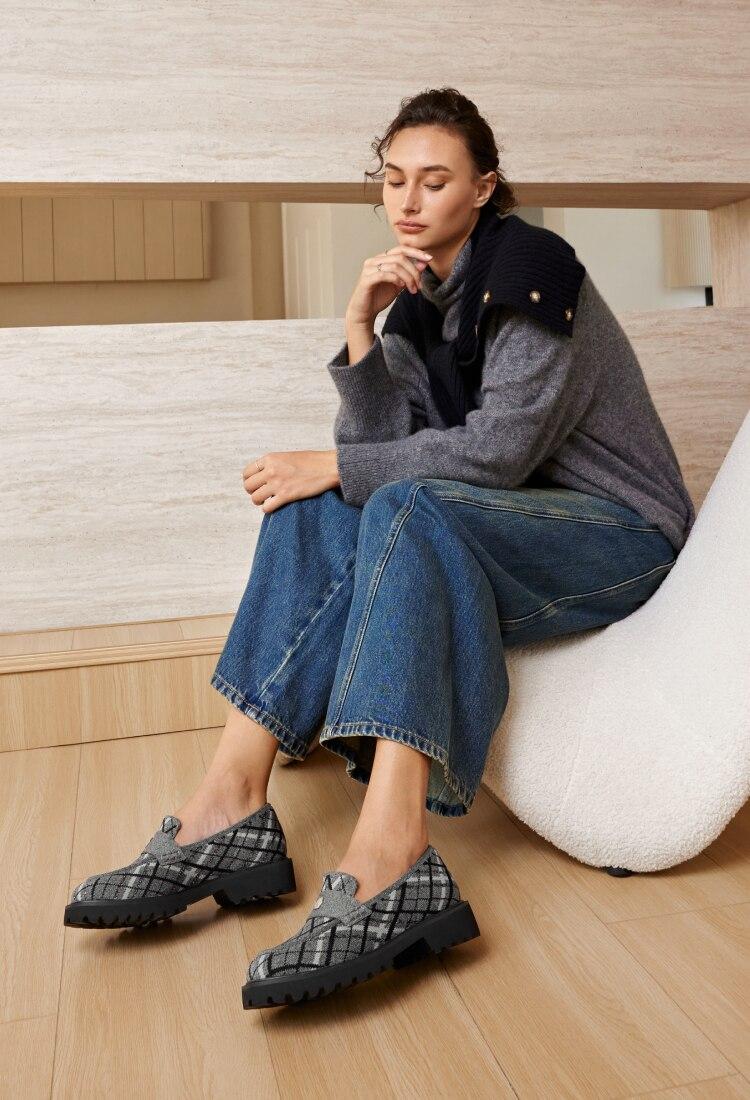 Recommend Size down ½| VIVAIA Women's Round-Toe Platform Chunky Loafers, Height Boosting,Stable Block Heel,Herbal Arch Support Breathable Knit,Blister-Free Heel Padding ,Lightweight Preppy Style / Office Chic / Date Night (Francesca) SpringStatements