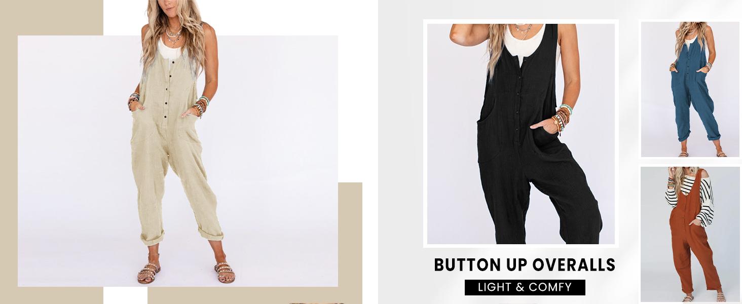 SCUSTY Women's Casual Loose Fit Women's Linen Cotton Overalls with Pocketed Jumpsuits SCUSTY Women's Casual Loose Fit Women's Linen Cotton Overalls with Pocketed Jumpsuits