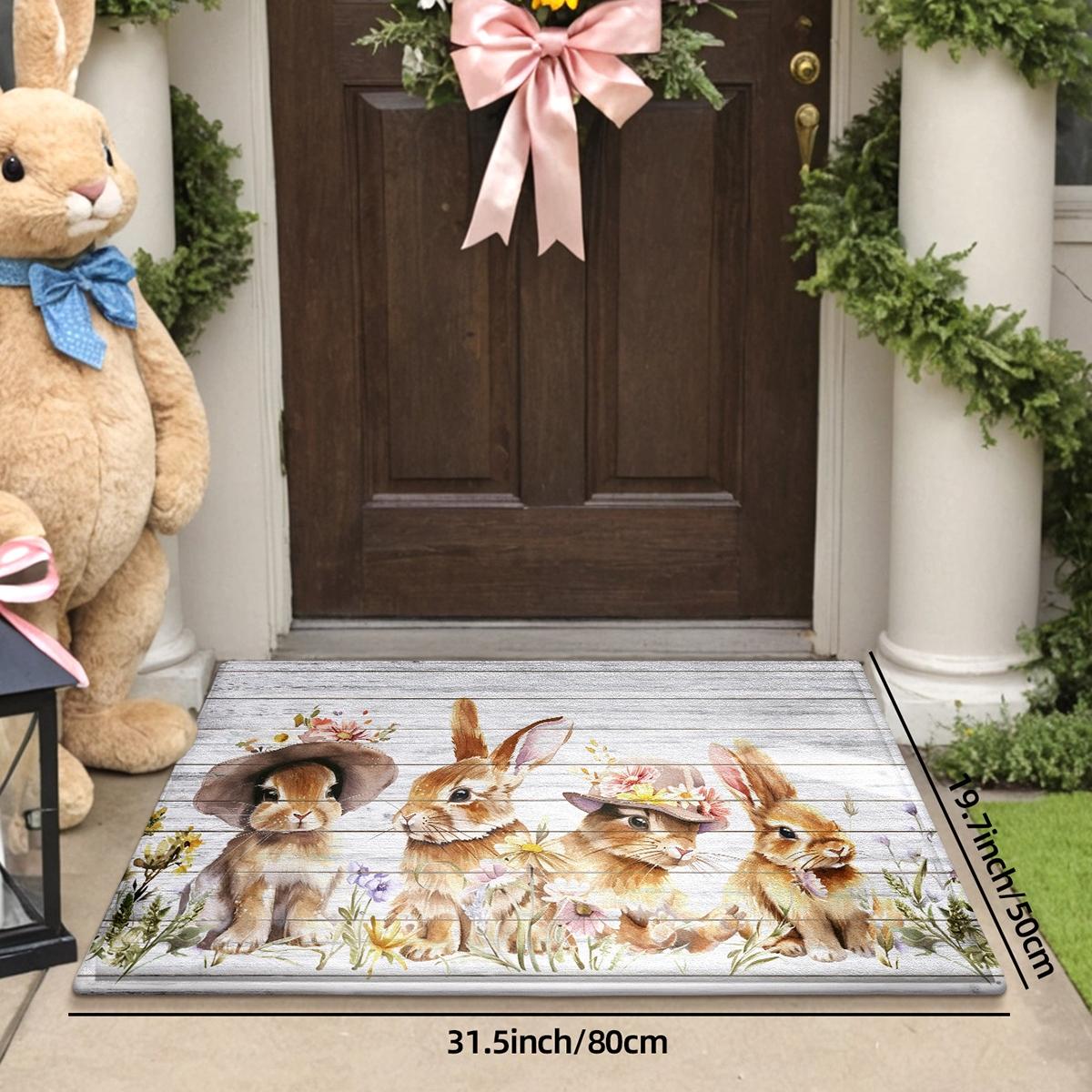 Easter Bunny Easter Egg Welcome Rug, Non-Slip Backing, Suitable for Bathroom Kitchen Indoor Outdoor Use