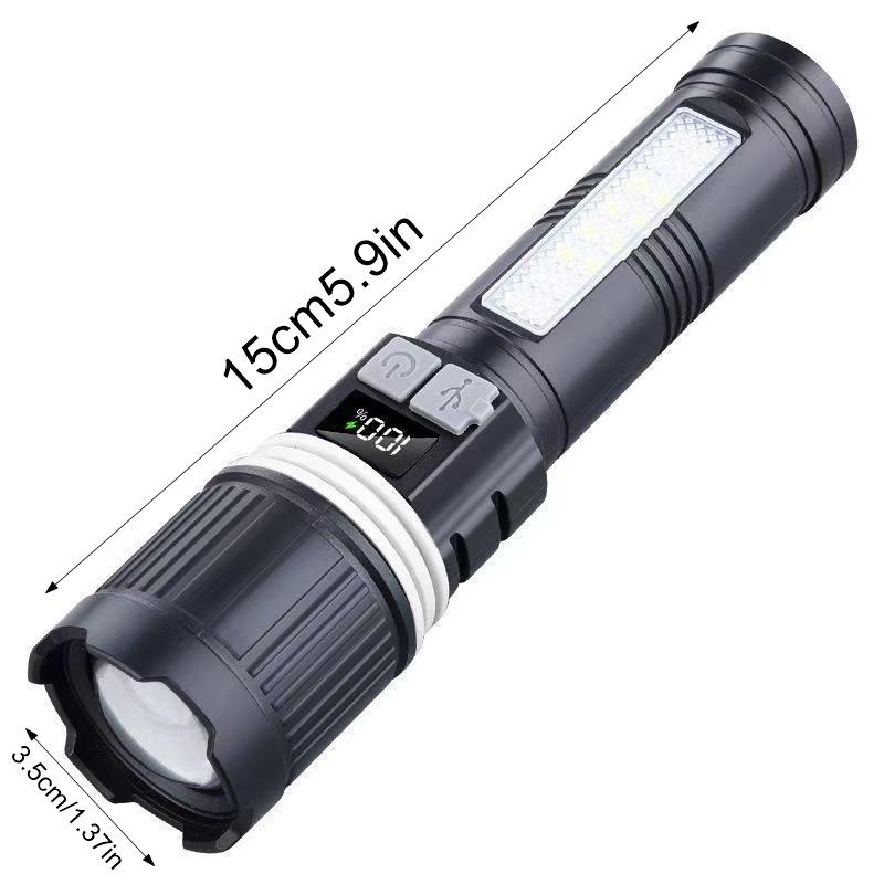 Super Bright Rechargeable Flashlight Torch, Adjustable Focus, Outdoor Camping, Fishing, Hunting, Rock Climbing, Emergency Use, High Lumens Flashlight, High Lumen Flashlights