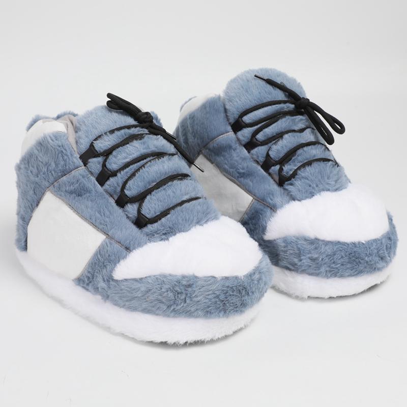 Warm Plush Sneaker Slippers, Trendy Anti-Slip Furry Soft House Shoes, Fluffy Unisex Comfy Home Slides, One Size Fits Most, Indoor & Outdoor