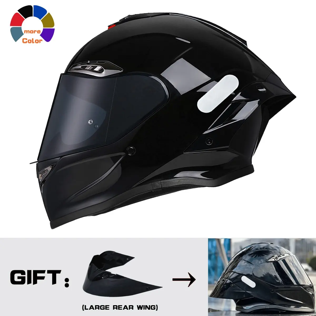 Nbtk Brand Full-Face Motorcycle Helmet, A large tail fin is given as a gift.Abs Material with Eps Liner, Multiple Ventilation, Sunshade Lenses, Equipped With Visor, Unisex All-Season Commuter Helmets
