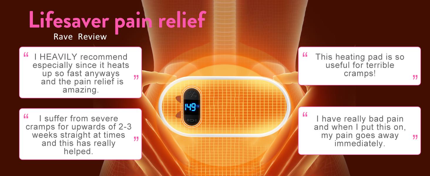 Heating Pad for Period Cramps FSA Eligible Portable Cordless Back Belly Heat Pad with 6 Heating Levels & 6 Massage Modes USB Rechargeable for Menstrual Cramps Relief