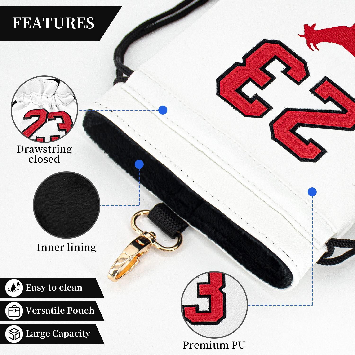 Portable Drawstring Golf Valuables Bag, Embroidered 'letter 23' Golf Ball Pouch, Durable Golf Storage Bag for Men Women Golfers