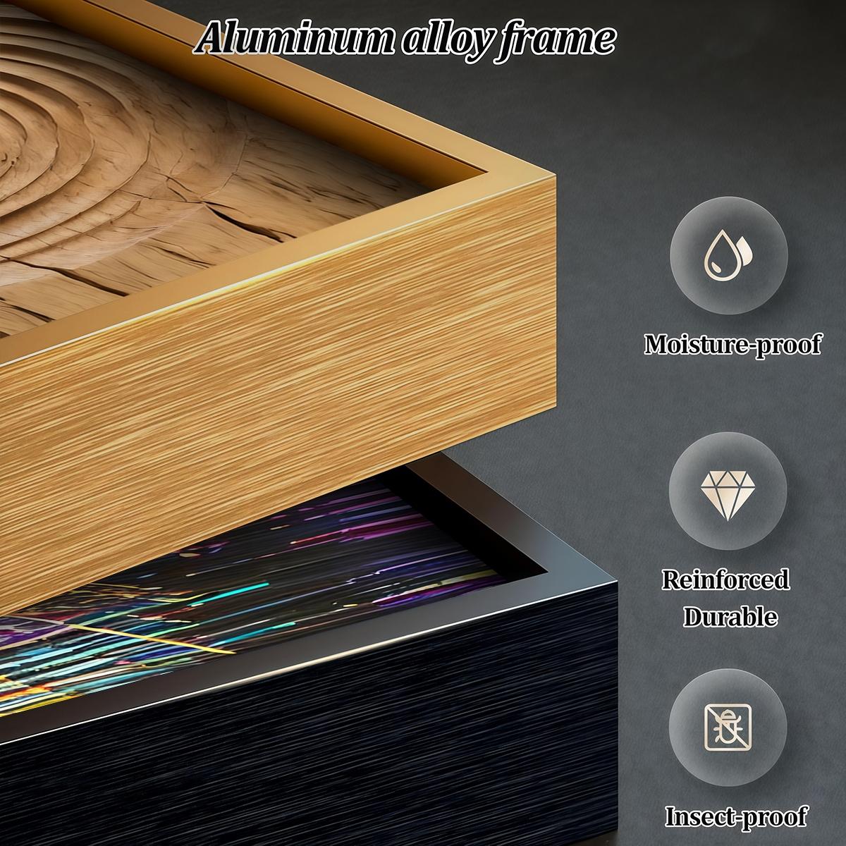 3 Counts Aluminum Alloy Framed Painting, Abstract Wood Texture And Light Burst Art, Home Decoration For Living Room, Bedroom, Office, Restaurant, Hallway Wall Decor, Odorless Print Artwork, Luxury Perfect Gift For Friends And Family