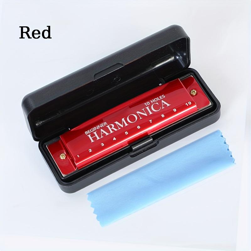 Beginner Harmonica - 10-Hole C Key Professional Blues Harmonica, Comes with a Harmonica Case, Cleaning Cloth, And Manual, Perfect for Beginners, Adults, And Professionals As a Joyful Gift for Eid